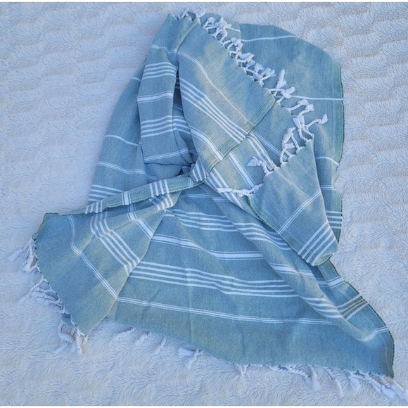 Aubrey personalized Turkish green striped Beach Towel blanket - Picture 11 of 16